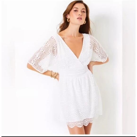 Lilly Pulitzer Resort White Parigi Skort Scalloped Hem Romper Medium NWT - Picture 1 of 8